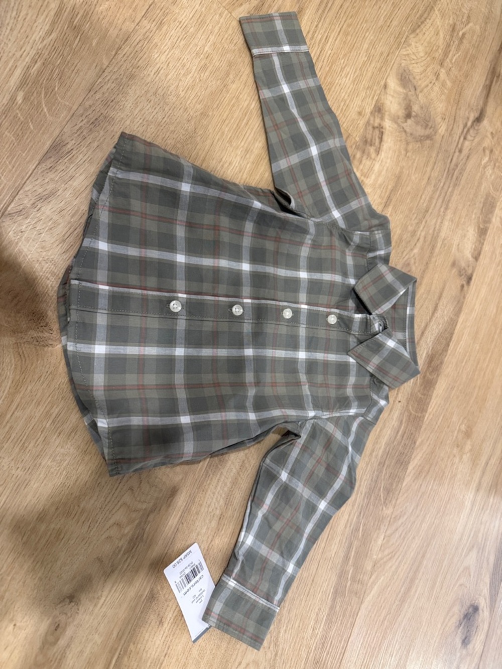 Carter's Olive Green Plaid Button-Up Shirt